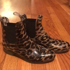 j.crew leopard print rain boots size 6